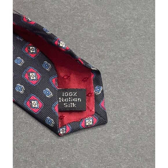 Vintage Handmade “Statesman by Thornes” Silk Medallion Tie – Navy / Red - Picture 4 of 4